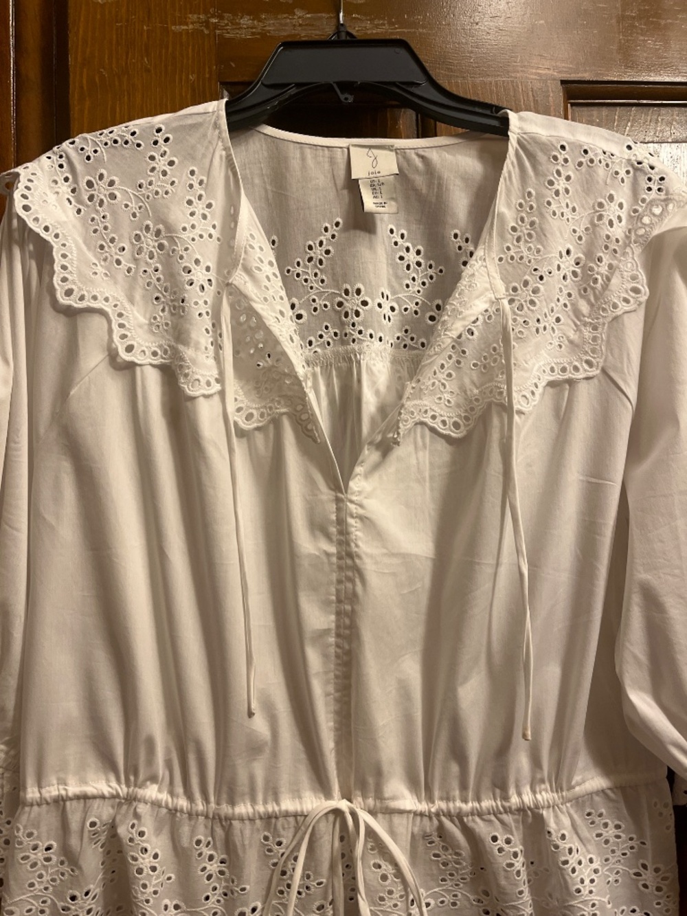 NWOT Joie White Cotton, Drawstring Waist Top. So Cute! Sz. Lg. - Picture 2 of 10